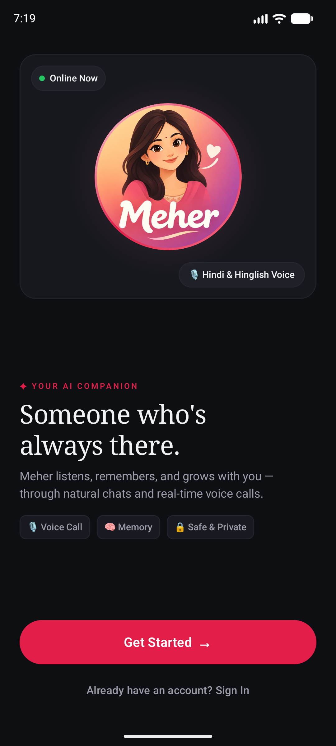Meher App Welcome Screen
