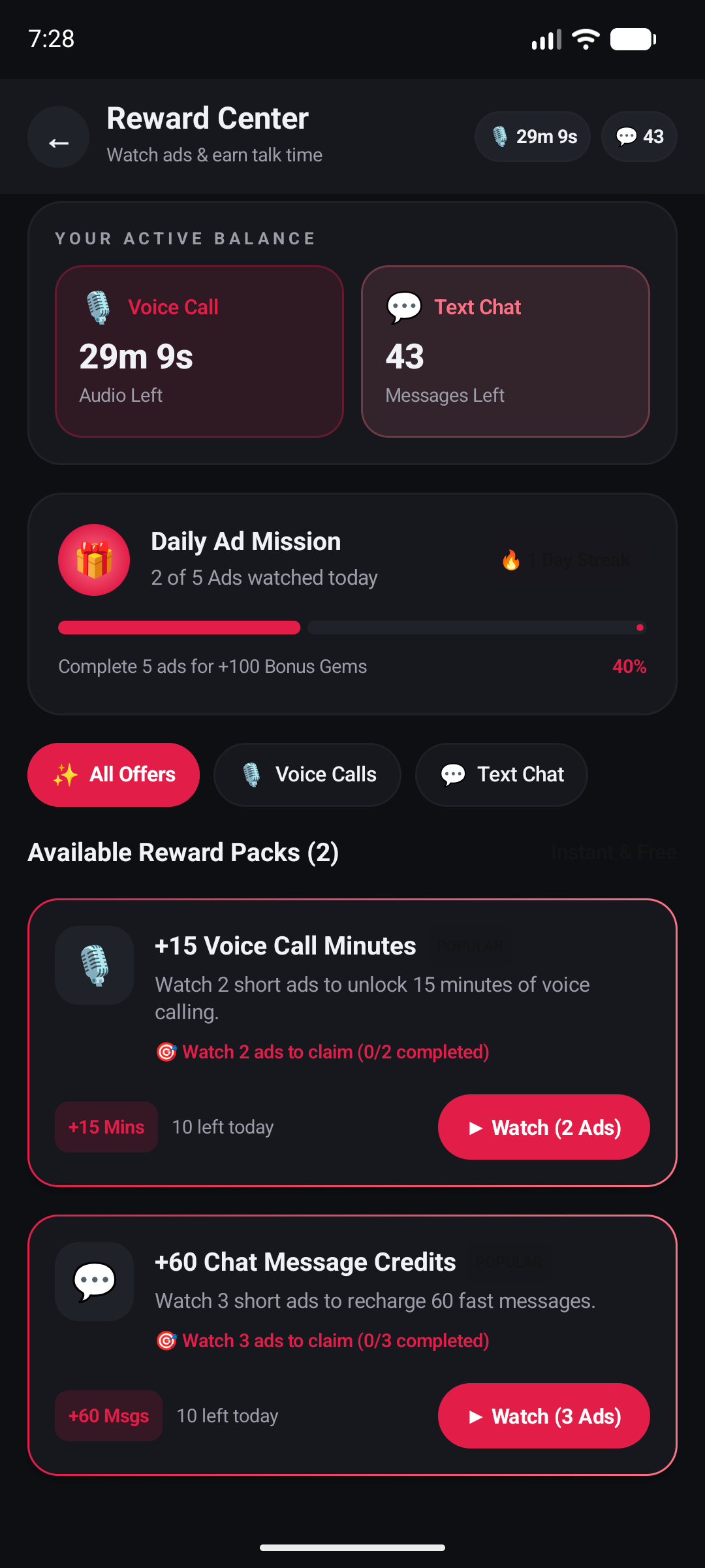 Rewards & Minutes
